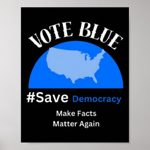 Vote Blue Save Democracy Sticker Poster