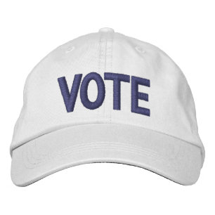Vote, blue text white embroidered hat