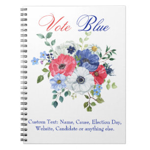 Vote Blue Voting USA Democratic Political Voter Notebook