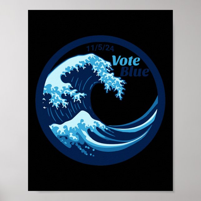 Vote Blue Wave Democrats Kamala Harris Election Da Poster (Front)