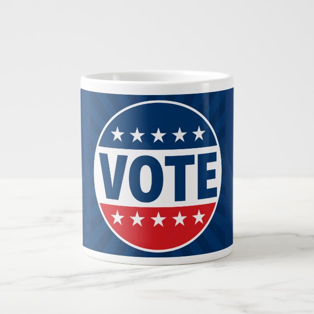 VOTE Bold Campaign Badge Design Large Coffee Mug (Front)
