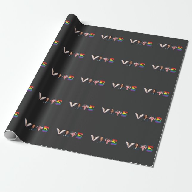 VOTE Books Uterus LGBT Kamala Harris Walz Election Wrapping Paper (Unrolled)