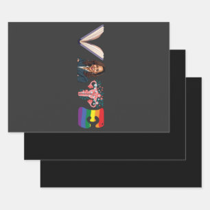 VOTE Books Uterus LGBT Kamala Harris Walz Election Wrapping Paper Sheet