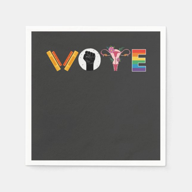 VOTE Books Uterus LGBT Support Napkin (Front)