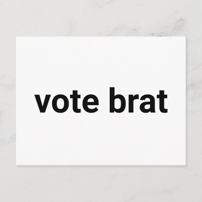 Vote brat funny simple minimalist democrat white postcard (Front)