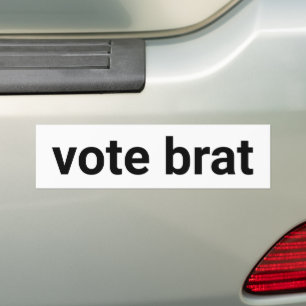 Vote brat simple modern funny democrat white bumper sticker