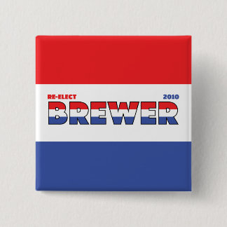 Vote Brewer 2010 Elections Red White and Blue 15 Cm Square Badge