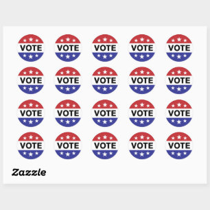 Vote Button 6 Stars Classic Round Sticker