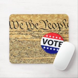 Vote Button On U.S. Constitution Mouse Pad