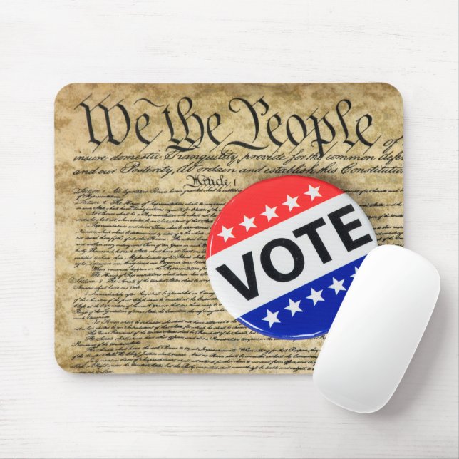Vote Button On US Constitution Mouse Pad (With Mouse)