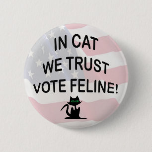 Vote Cat with American Flag 6 Cm Round Badge