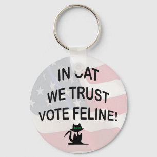 Vote Cat with American Flag Key Ring