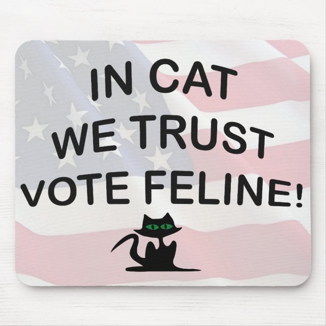 Vote Cat with American Flag Mouse Pad (Front)