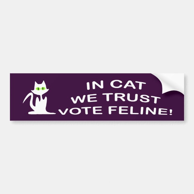 Vote Cat with White Text Bumper Sticker (Front)