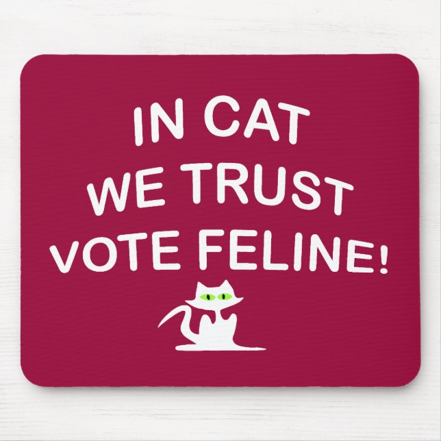 Vote Cat with White Text Mouse Pad (Front)