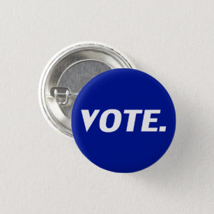 Vote cobalt blue and white pin button
