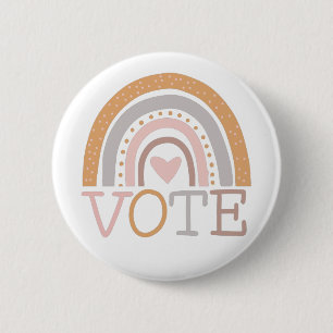 Vote   Cute Pastel Rainbow Text Design 6 Cm Round Badge