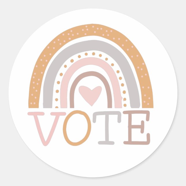 Vote | Cute Pastel Rainbow Text Design Classic Round Sticker (Front)