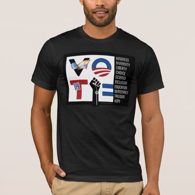 VOTE Democracy, Kindness, Science and Equality T-Shirt (Front)