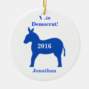 Vote Democrat 2016 Name Personalised Blue Ceramic Ornament