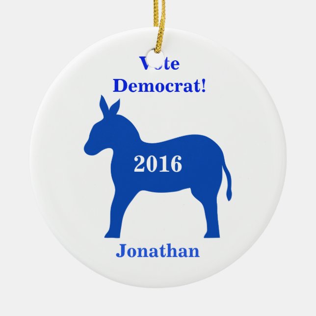 Vote Democrat 2016 Name Personalised Blue Ceramic Ornament (Front)