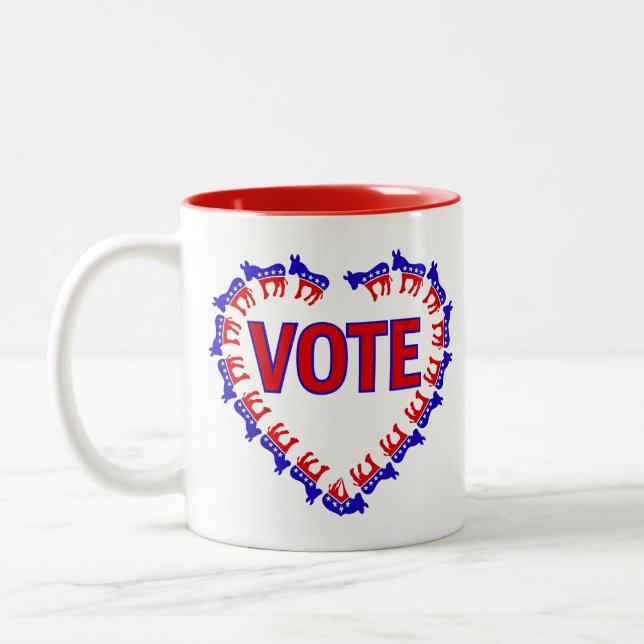vote democrat donkey Two-Tone coffee mug (Left)
