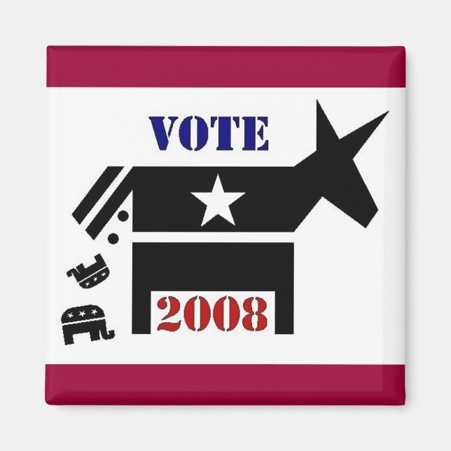 VOTE DEMOCRAT IN 2008 SQUARE MAGNET (Front)