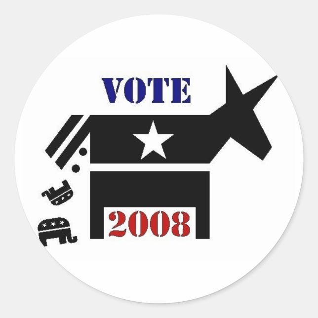 VOTE DEMOCRAT IN 2008 STICKERS (Front)