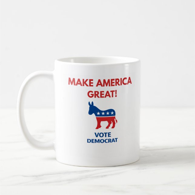 Vote Democrat Pro-Democracy Coffee Mug (Left)