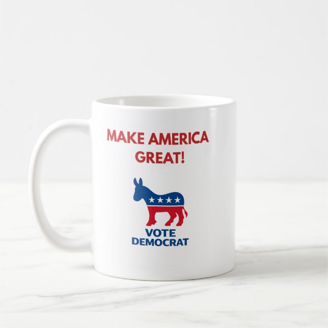 Vote Democrat Pro-Democracy Coffee Mug (Left)