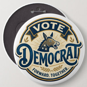 Vote Democrat Vintage Patriotic Jumbo-Sized 6 Cm Round Badge