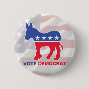 Vote Democrat With Donkey 6 Cm Round Badge
