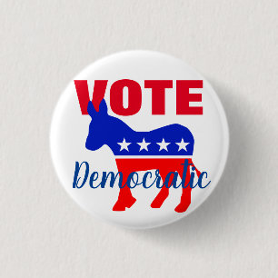 VOTE Democratic with Patriotic Donkey and Stars 3 Cm Round Badge