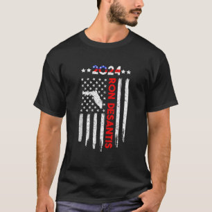Vote Desantis 2024 Election Funny Graphic USA Flag T-Shirt