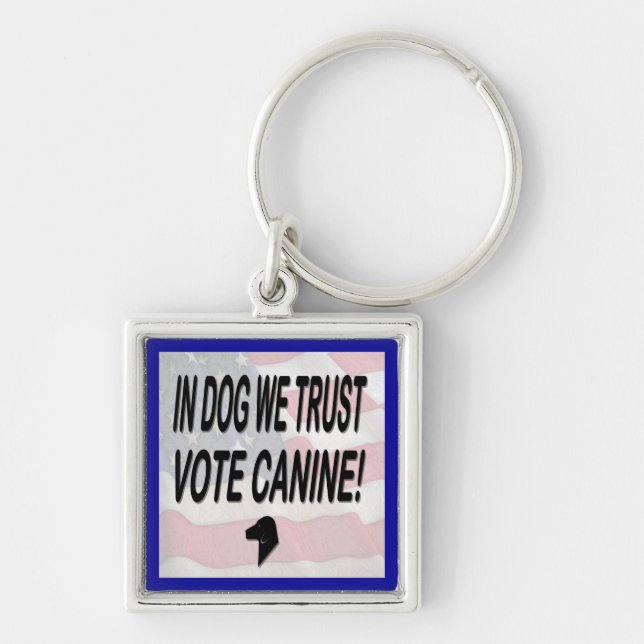 Vote Dog with American Flag Key Ring (Front)
