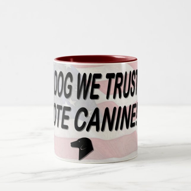 Vote Dog with American Flag Two-Tone Coffee Mug (Center)