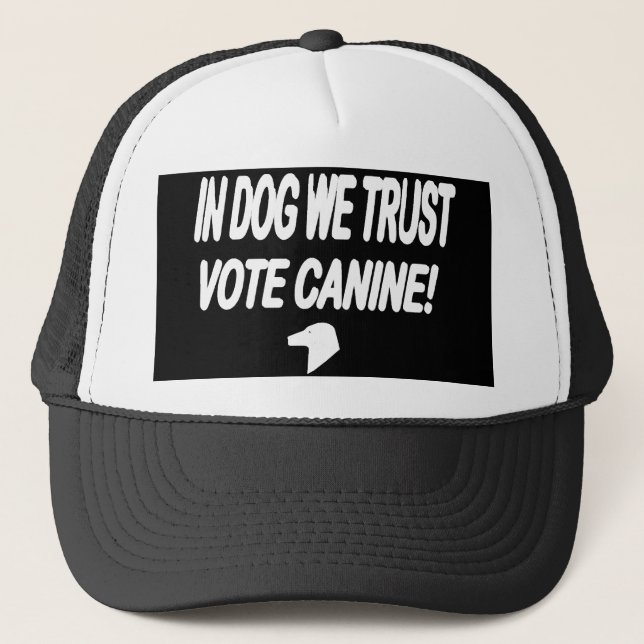 Vote Dog with White Text Trucker Hat (Front)