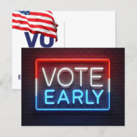 Vote Early Neon Sign On Brick
