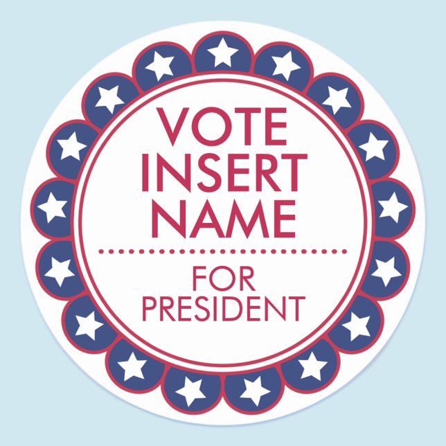 Vote Election 3" Round Stickers Customisable (MISOOK Round Vote Election Campaign Stickers)