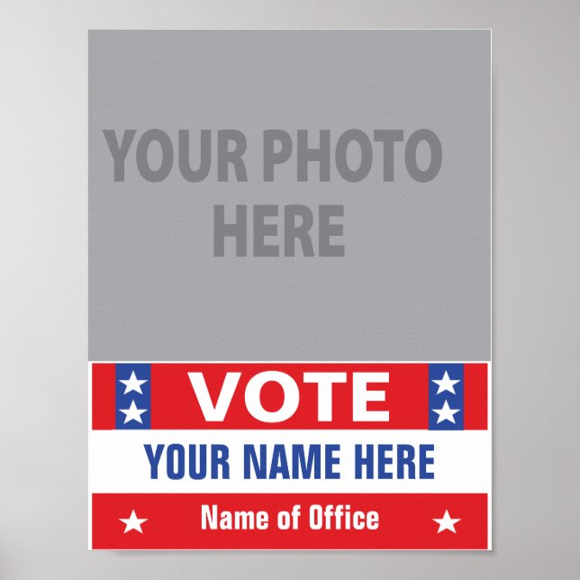 Vote Election Campaign red white blue stars  Poster (Front)