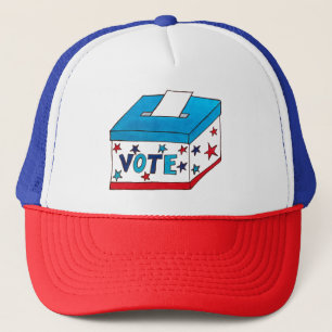 VOTE Election Day Voting Ballot Box Poll Worker Trucker Hat