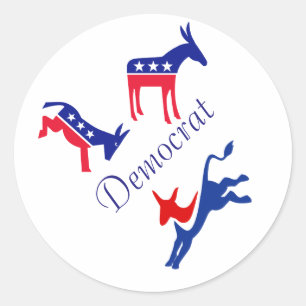Vote Election Democrat Stars Stripes USA Classic Round Sticker