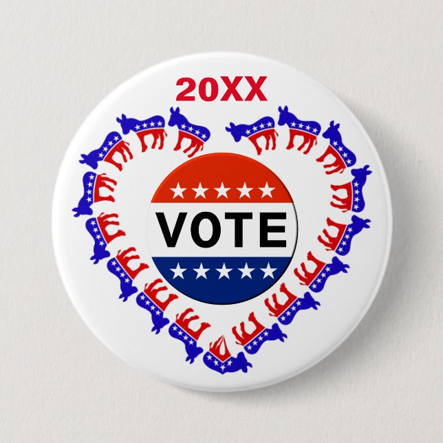 Vote Elections Democratic Button (Front)