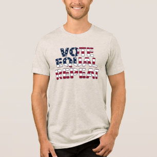 Vote Equal Repeat Patriotic USA Flag Graphic Tri-Blend Shirt