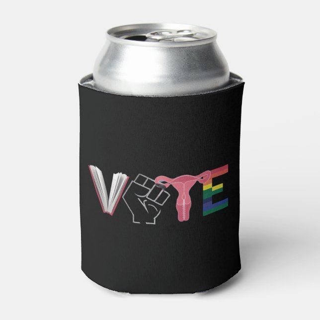 Vote Feminist Women's Rights Banned Books LGBTQ Can Cooler (Can Front)
