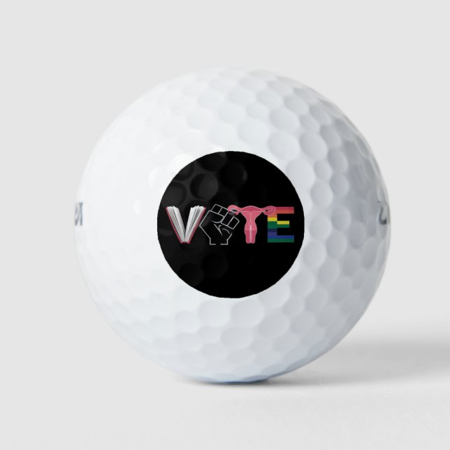 Vote Feminist Women's Rights Banned Books LGBTQ Golf Balls (Front)