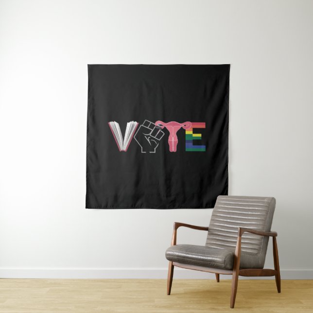 Vote Feminist Women's Rights Banned Books LGBTQ Tapestry (In Situ)