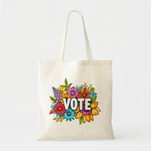 VOTE Floral Blue Tote Bag