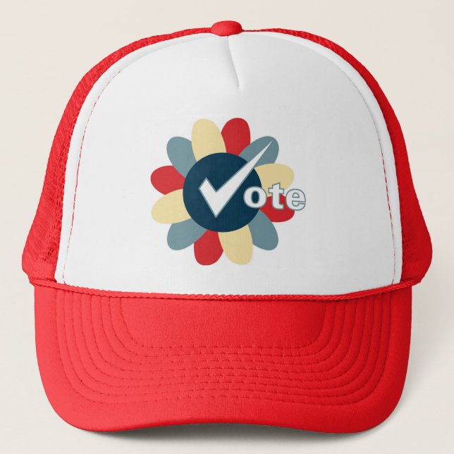 Vote Flower Power Trucker Hat (Front)