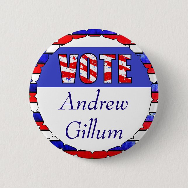 Vote for Andrew Gillum Election 6 Cm Round Badge (Front)